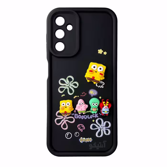 قاب Solid عروسکی طرح خانواده باب اسفنجی مناسب برای Samsung A25-مشکی