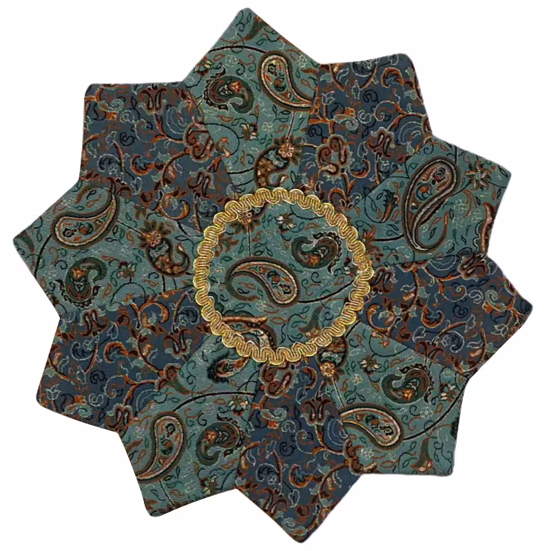 رومیزی کوچک ترمه کد TRSETASA37 وسط میزی عسلی مدل ستاره آستر خردلی