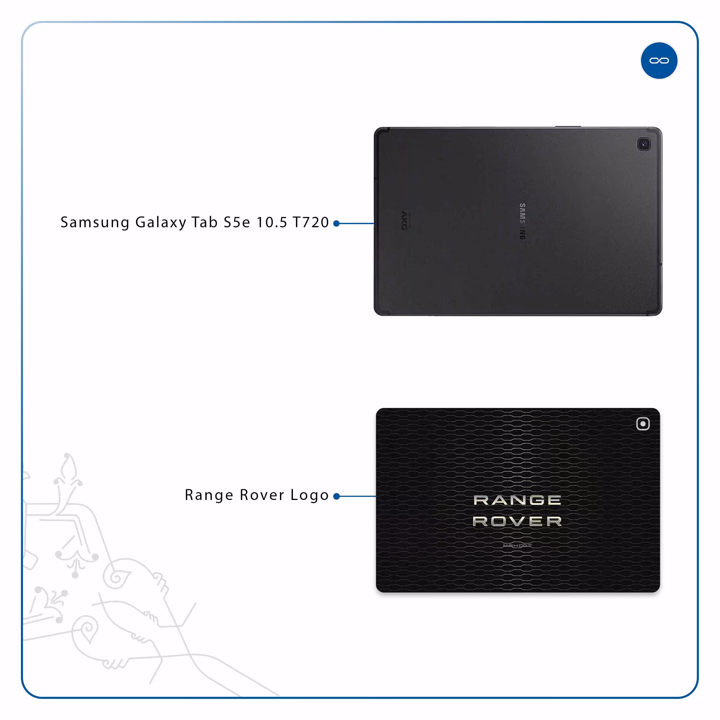 برچسب پوششی ماهوت مدل Range-Rover-Logo مناسب برای تبلت سامسونگ Galaxy Tab S5e 10.5 2019 T720