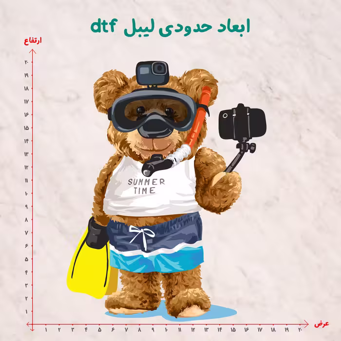 استیکر پارچه و لباس مدل dtf طرح تدی کد 20.162 بسته 5 عددی