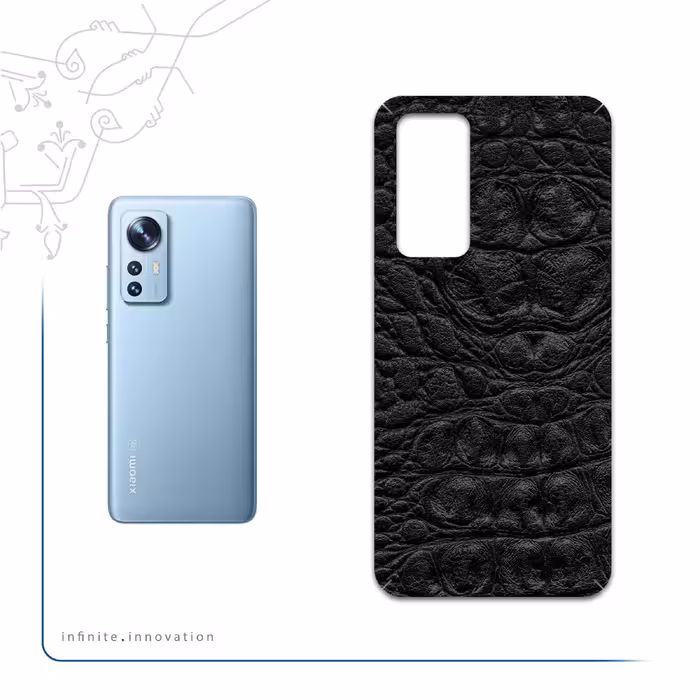 برچسب پوششی ماهوت مدل Black-Crocodile-Leather مناسب برای گوشی موبایل شیائومی 12X