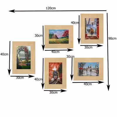 تابلو نقاشی رنگ روغن طرح فصل کد 7532 مجموعه 5 عددی