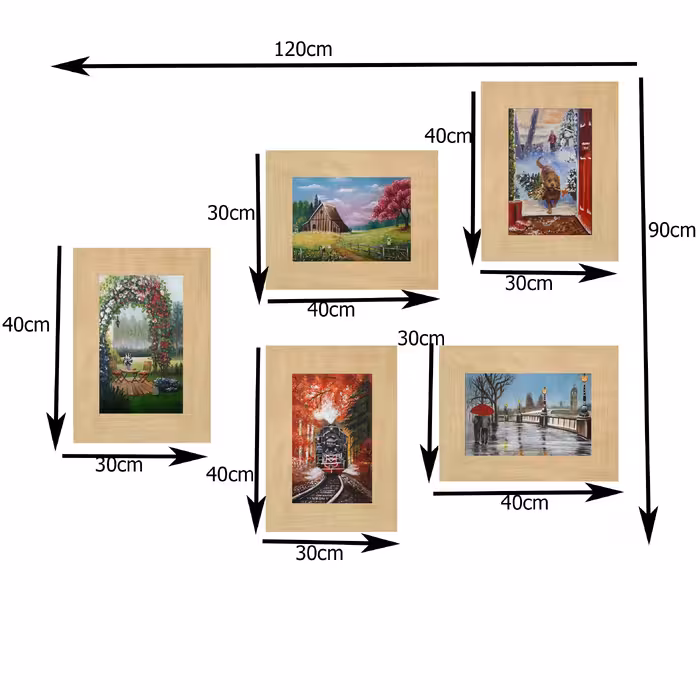 تابلو نقاشی رنگ روغن طرح فصل کد 7532 مجموعه 5 عددی