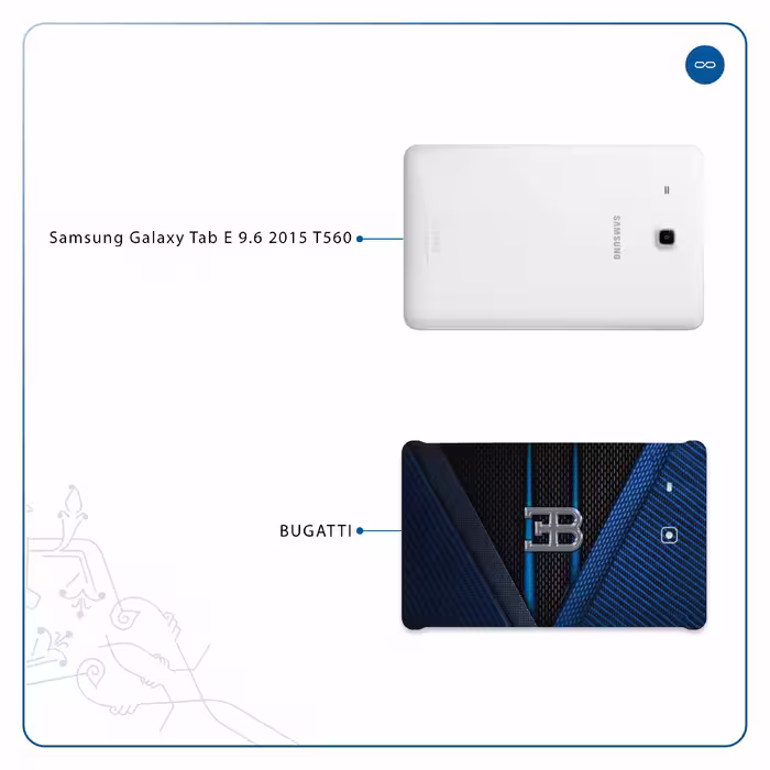برچسب پوششی ماهوت مدل BUGATTI مناسب برای تبلت سامسونگ Galaxy Tab E 9.6 2015 T560