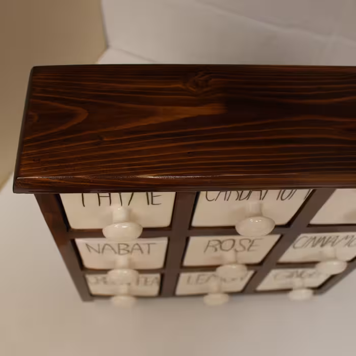 جای ادویه 9 پارچه مدل چوبی و سرامیکی کد Text09