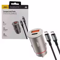 شارژر فندکی 48w دو پورت یک پورت PD سوپر فست بهمراه کابل دوسر Type-c کنفیJBQ