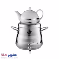 کتری و قوری والین مدل پیرامید دسته استیل مات با 2 خط براق کد k065 - صنوبرکالا