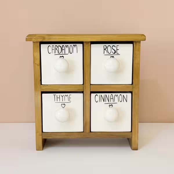 دراور رومیزی چهار کشو تکست دار