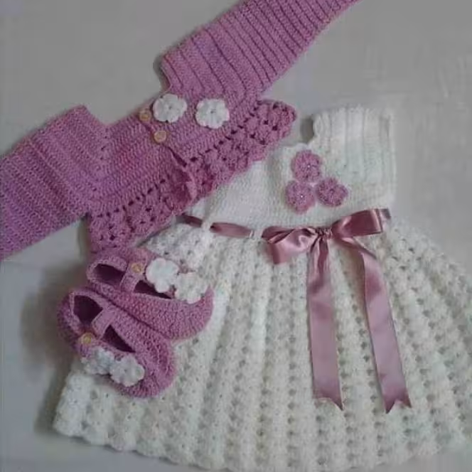 پیراهن و کت و کفش دستبافت مجلسی با کاموای ترک