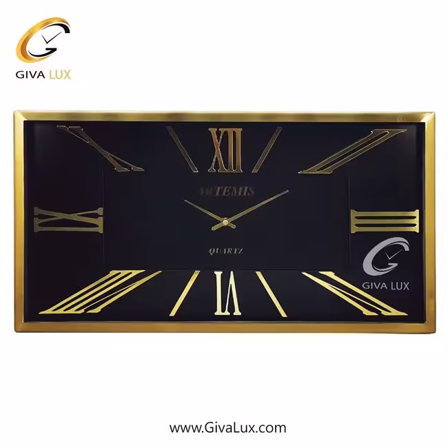 ساعت دیواری اورجینال آرتمیس آلیاژ فلزی طلایی| کد رفرنس 12742، مدل: 2027GoldBlack