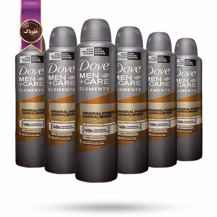 6 عدد اسپری دئودورانت ضد تعریق مردانه داو Dove Men Care با رایحه چوب صندل و پودر معدنی Mineral Powder Sandalwood حجم 250 میلی لیتر (اورجینال)
