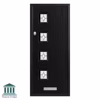 درب کلاسیک ورودی چوبی شیشه خور کد 1577