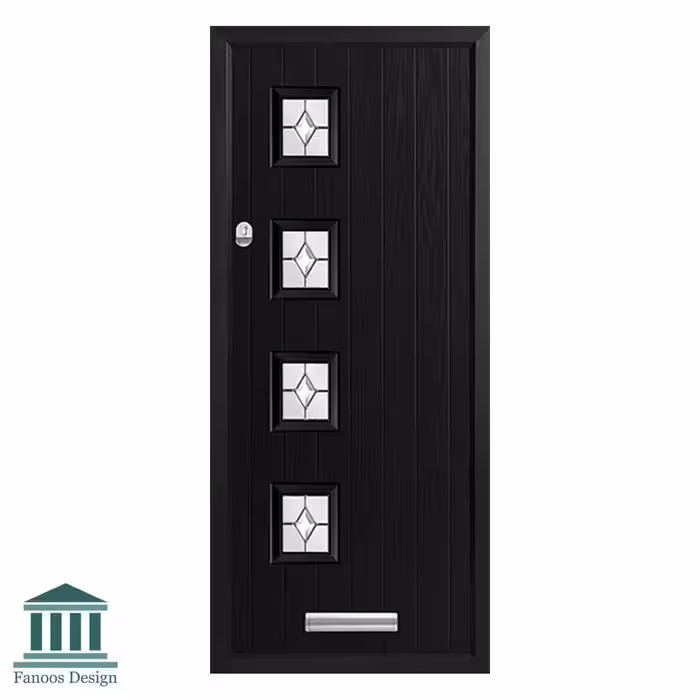 درب کلاسیک ورودی چوبی شیشه خور کد 1577