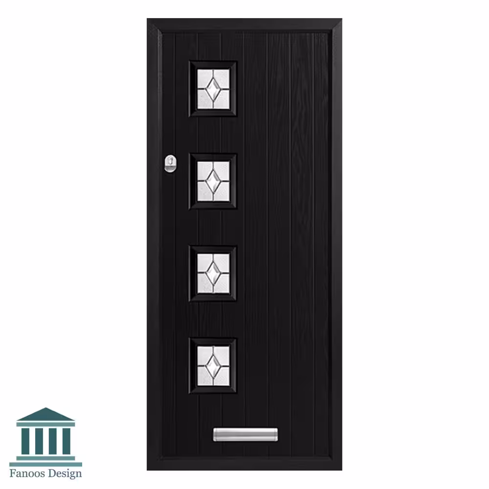 درب کلاسیک ورودی چوبی شیشه خور کد 1577