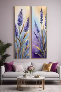 تابلو رنگ روغن گل لوندر هنر دست 120*60 کد 977