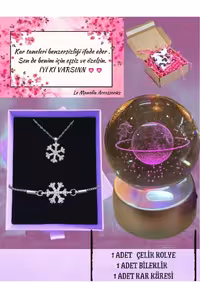 گردنبند و دستبند فولادی Snowflake و کیوان دختر  - 2685
