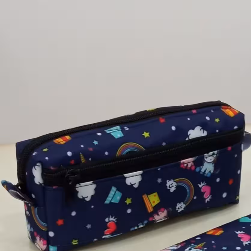 جامدادی  دو جیب طرح اسب تک شاخ مشکی و سرمه ای متناسب دختر و پسر