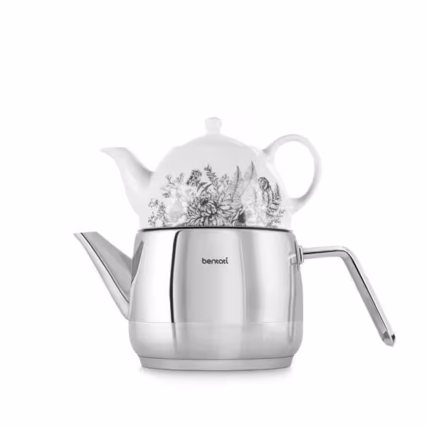 بنتاتی - ست کتری و قوری لوله ای براق و مات بدون خط 2048