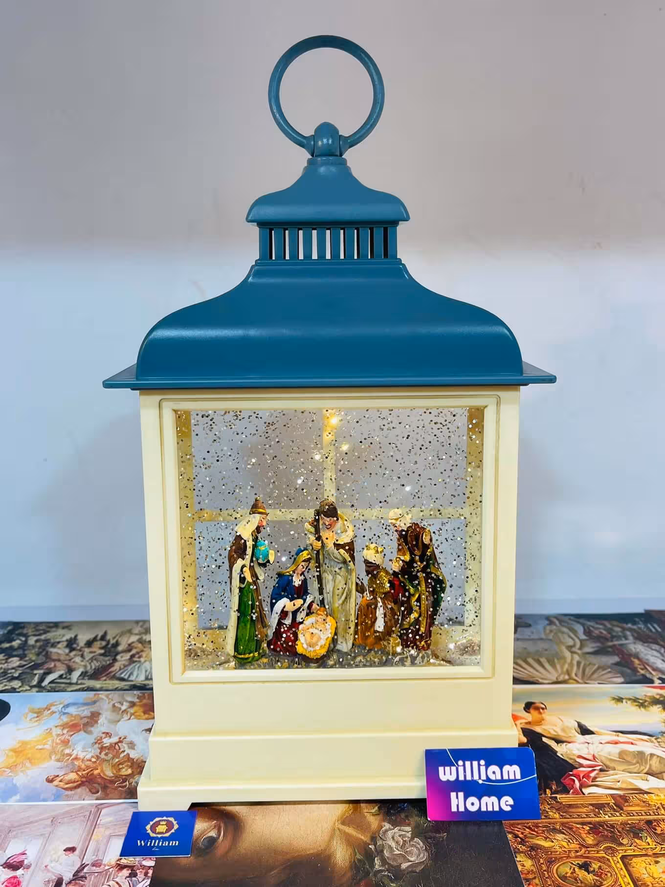 فانوس موزیکال ولادت مسیح و مجوسان،آبی