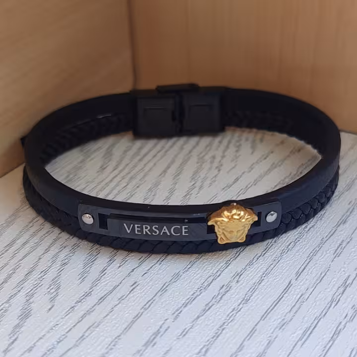 دستبند ورساچه چرمی اسپرت دو دور