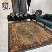 فرش کد 809022 سبز طرح دستباف