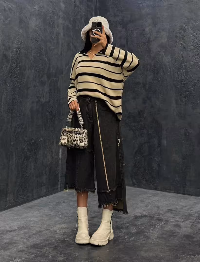 شومیز بافت راه راه _ کد 1523