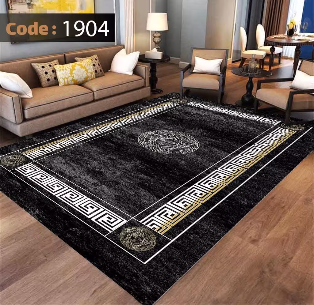 کاورفرش روفرشی دورکشدار گوشه لیفه ای لاکی ، آبی و متنوع کد 1904