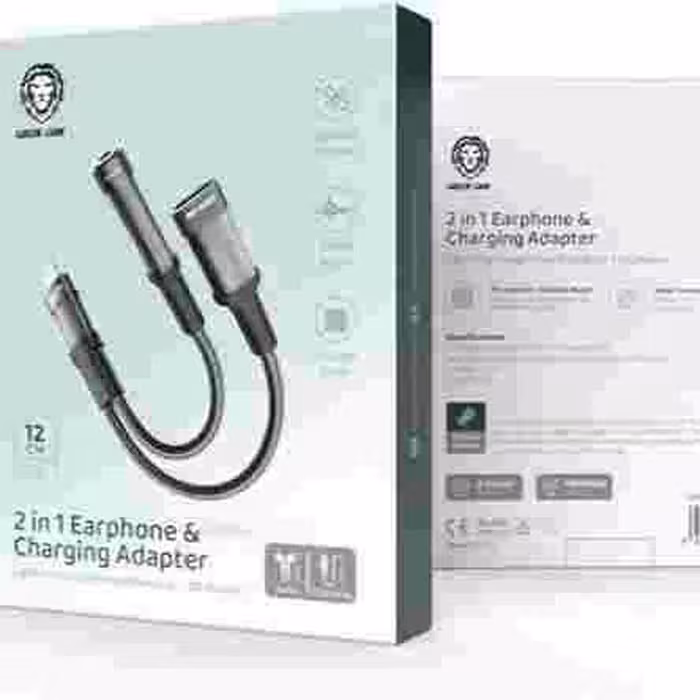 آداپتور هدفون گرین لاین (12 سانتی‌متر) لایتنینگ به لایتنینگ (شارژ)   3.5 (صوتی)