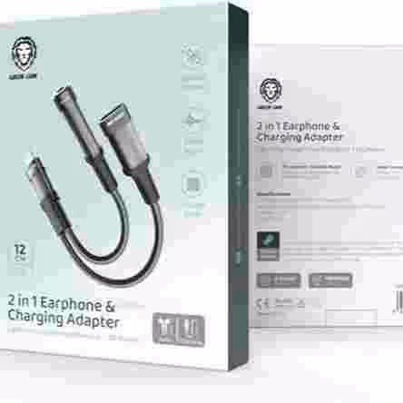 آداپتور هدفون گرین لاین (12 سانتی‌متر) لایتنینگ به لایتنینگ (شارژ)   3.5 (صوتی)