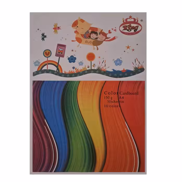 مقوا رنگی کینگ کد 101سایز 29.7×21 سانتی متر بسته 50 عددی | چاوه