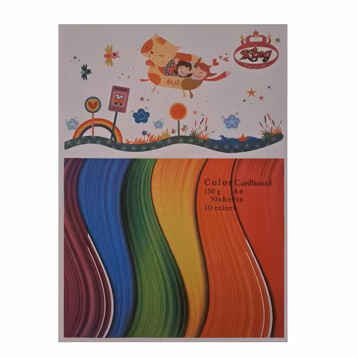 مقوا رنگی کینگ کد 101سایز 29.7×21 سانتی متر بسته 50 عددی | چاوه