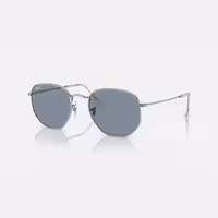 قیمت و خرید عینک آفتابی فریم نقره ای با لنز آبی ری بن مدل HEXAGONAL FLAT LENSES اورجینال