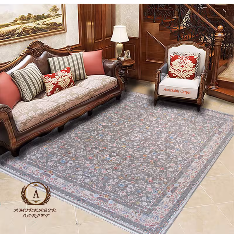 فرش کیمیا سعادت نقره ای برجسته 1200 شانه 3600 تراکم