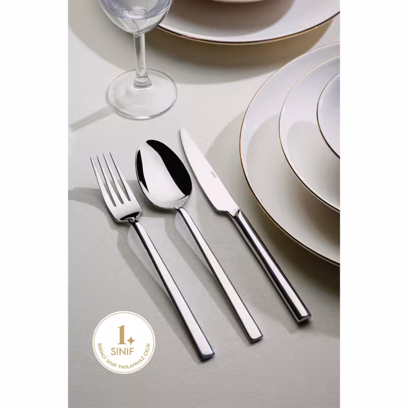 ست 18 پارچه قاشق، چنگال و چاقو Nehir (نحیر) مدل Dalyan Sade – ترکیبی از سادگی و کیفیت برای میزهای روزمره و رسمی