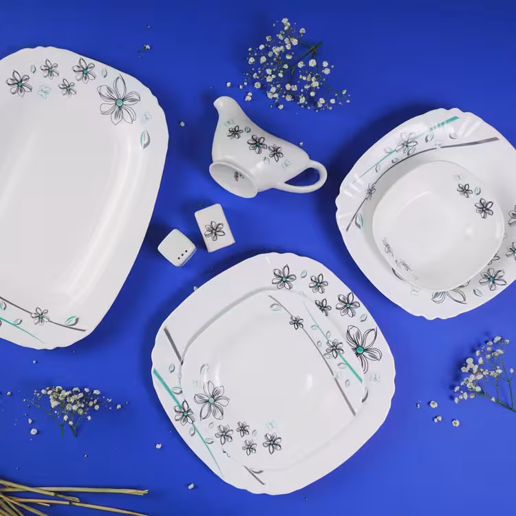 سرویس غذا خوری 40 پارچه اوپال هومیت طرح ماریا آبی مربع