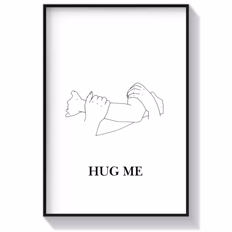 تابلو دکوراتیو عاشقانه با نوشته Hug Me