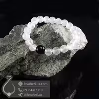 دستبند رز کوارتز و عقیق سیاه _ کد : 400689