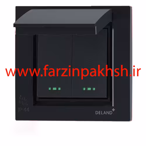 کلید دو پل توکار دلند پلاس مدل آسا مشکی بارانی