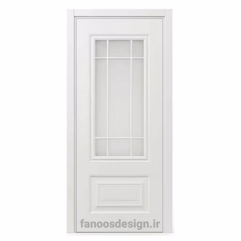 درب سفید داخلی با شیشه مشبک مدل کلاسیک کد 30618