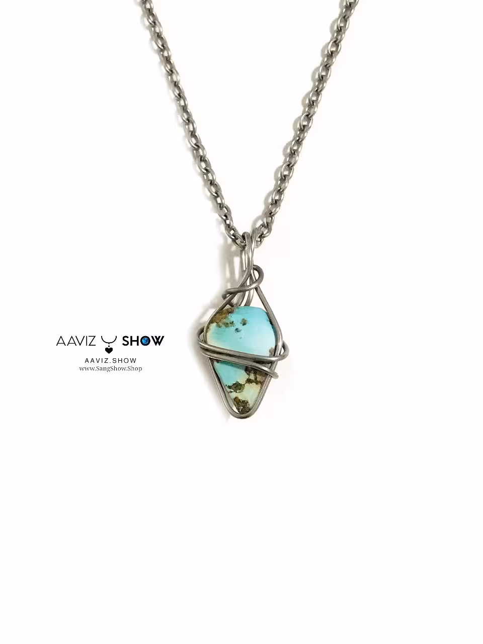 گردنبند سنگ فیروزه نیشابور راف و معدنی A787