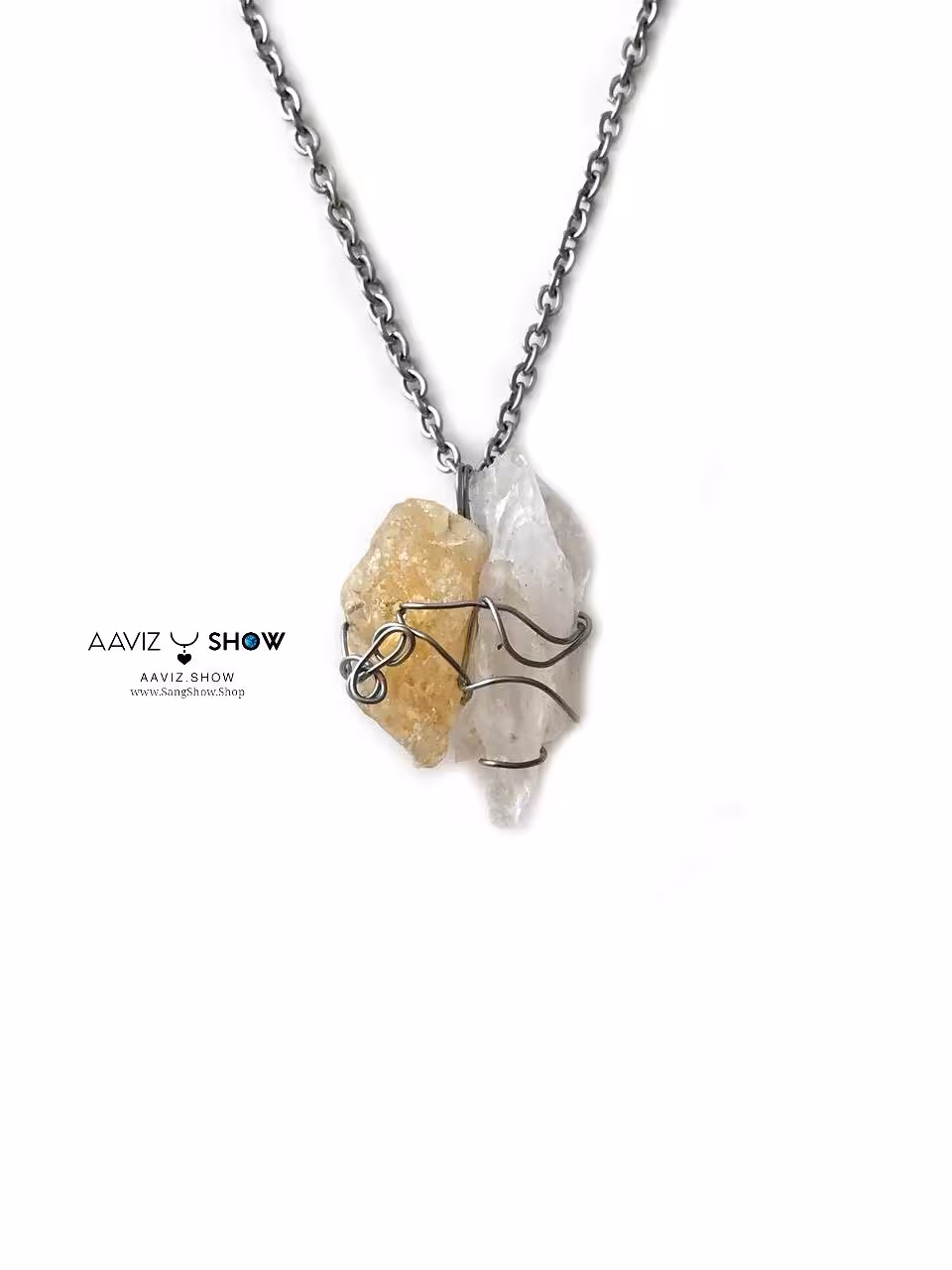 گردنبند کریستال کوارتز و سیترین انحصاری با بافت ویژه A503