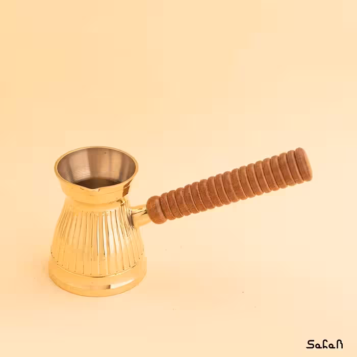 قهوه جوش برنجی طلایی بدون در مدل شیار سایز 3