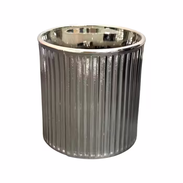 لیوان شیار دار نقره ای قطر 8 ارتفاع 8.5