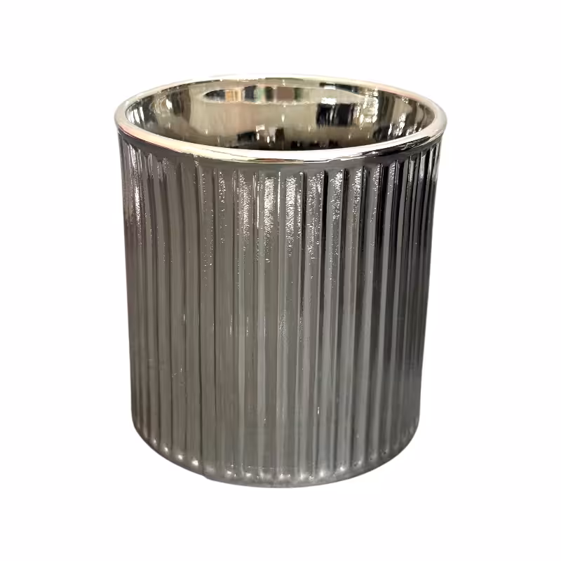 لیوان شیار دار نقره ای قطر 8 ارتفاع 8.5