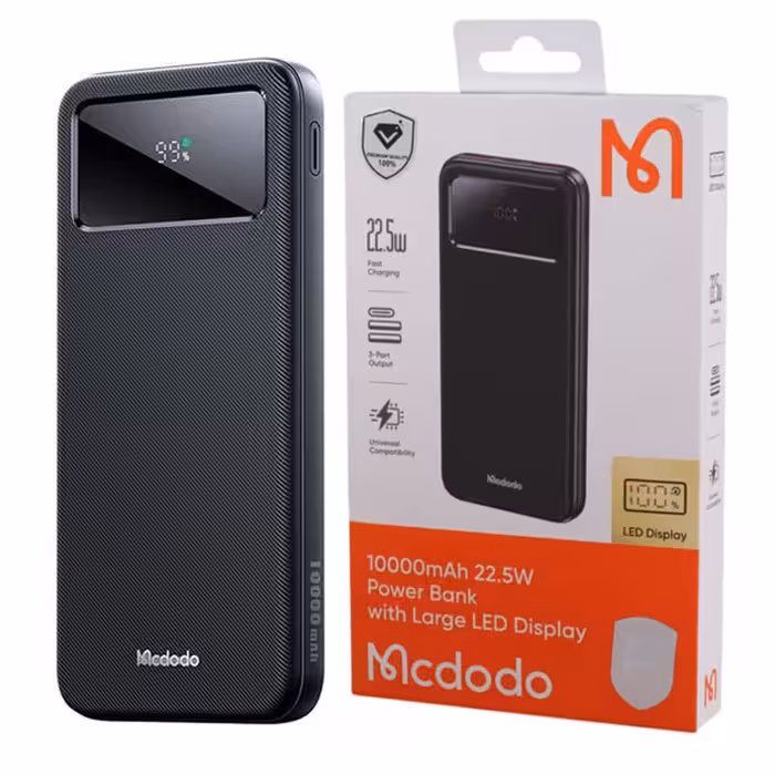 پاور بانک فست شارژ مک دودو MC-422 QC PD 22.5W ظرفیت 10000 میلی آمپر ساعت