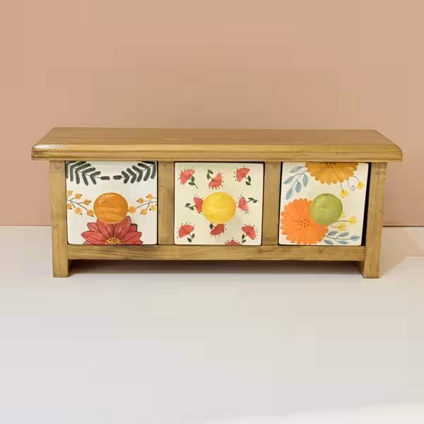 دراور رومیزی با سه کشو خطی طرح شش