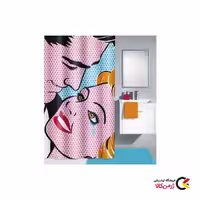 پرده حمام 180.200 سانتی‌متری مدل Kiss طرح رمانتیک رنگارنگ