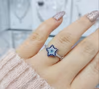 انگشتر چشم نظر جواهری نقره زنانه کد 10629