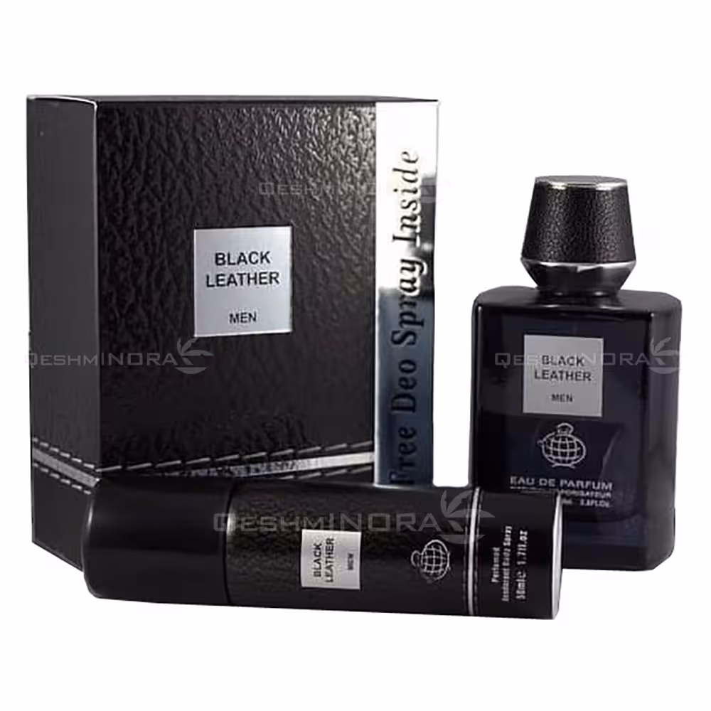 ادوپرفیوم بلک لدر فرگرانس ورد با اسپری Black Leather Fragrance World