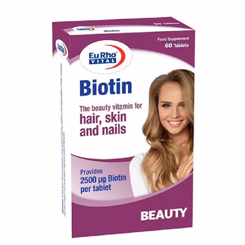 قرص بیوتین 2500 میکروگرم یوروویتال 60 عدد | Eurho Vital Biotin 2500 Mcg